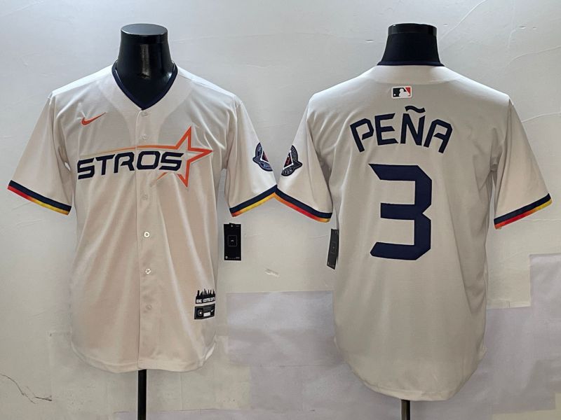 Men Houston Astros #3 Pena Cream Three generations Joint Name 2025 Nike MLB Jersey style 4119->chicago cubs->MLB Jersey